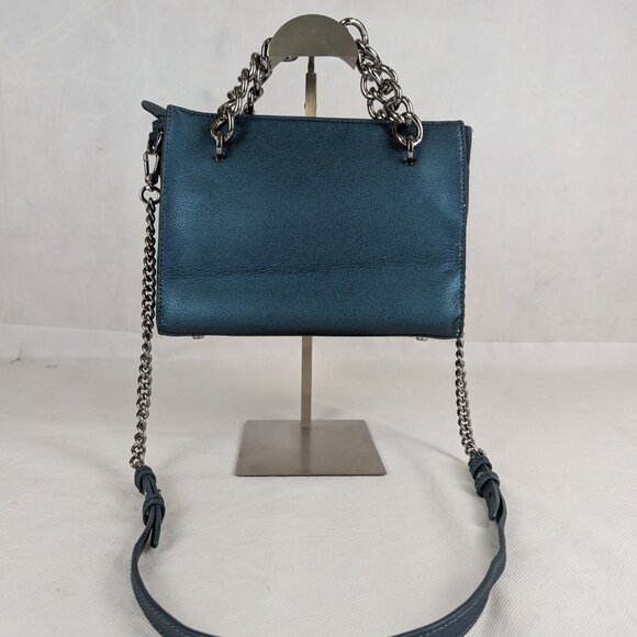 CHARLES & KEITH Teal Chain Handle Tote Bag Shoulder Bag - Picture 2 of 15